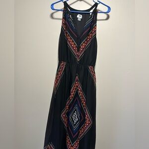 Black Sleeveless Dress with Colorful Patterns